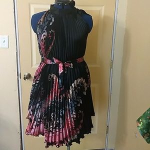 🦋Black & pink acordian dress